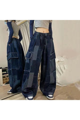 Herbstliche Patchwork-Jeans mit weitem Bein