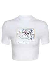 Y2K Aesthetic White Crop Top