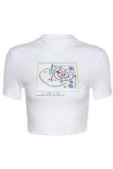 Y2K Aesthetic White Crop Top