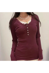 Haut en tricot boutonné Y2K