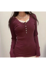 Y2K Button-Up Knit Top