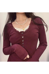 Y2K Button-Up Knit Top