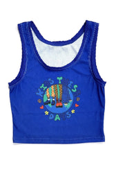 Y2K Cartoon Print dark blue Crop Top