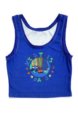 Y2K Cartoon Print dark blue Crop Top