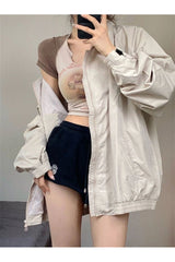 Herbst Y2K Graue Windjacke