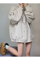 Herbst Y2K Graue Windjacke