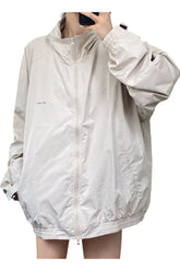 Veste coupe-vent grise automne Y2K