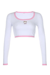 Y2k Kitty Embroidery Cute Crop Top