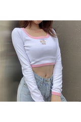 Y2k Kitty Embroidery Cute Crop Top