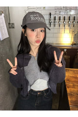 Cardigan court en tricot automne Y2K