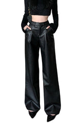 Y2K Leather Wide Leg Pants
