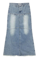 Y2K Low-Waist Fishtail Denim Skirt