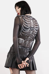 Y2k Skull Print Black Top