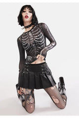 Y2k Skull Print Black Top