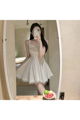 Robe d'été trapèze à bretelles spaghetti Y2K