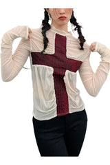 Y2K Turtleneck Mesh Top