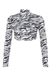 Haut court dos nu à imprimé zèbre