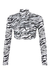 Haut court dos nu à imprimé zèbre