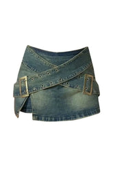 Zipper A-Line Denim Skirt