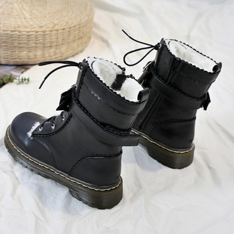 Love Heart Bow Strap Inner Fleece Martin Boots