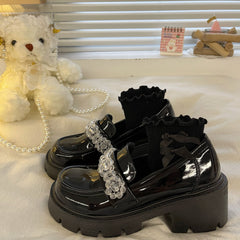 Black High Heel Leather Shoes