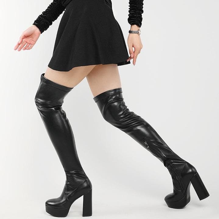 Zipper Knee High Heels Boots SP215