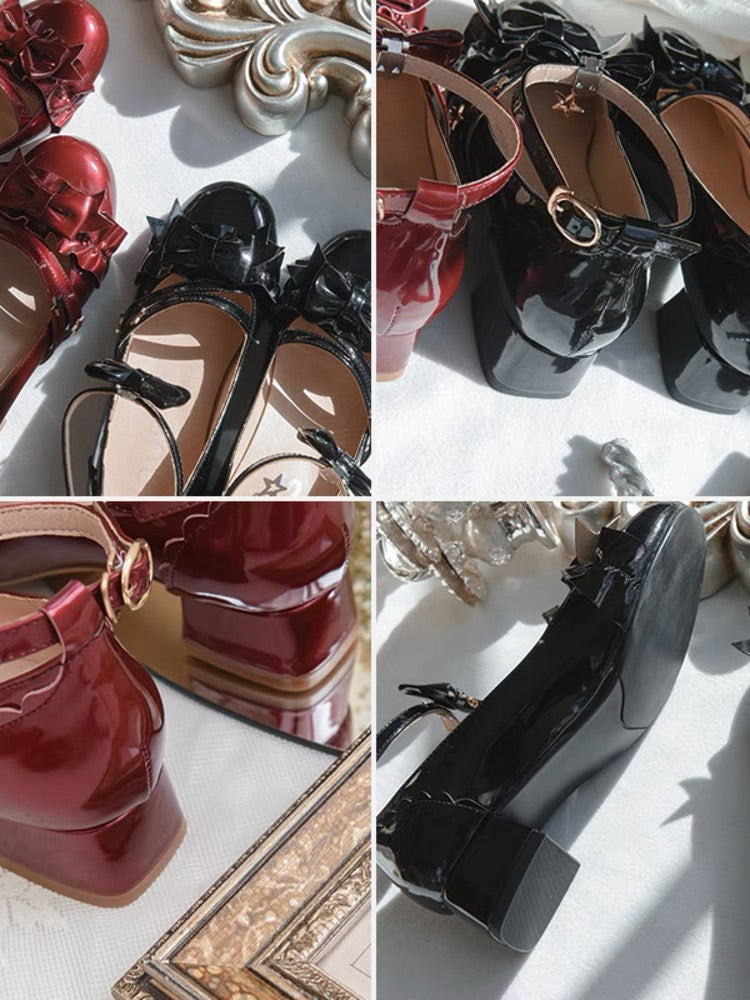 Lolita Star Black/Red Mary Janes Shoes BE1081