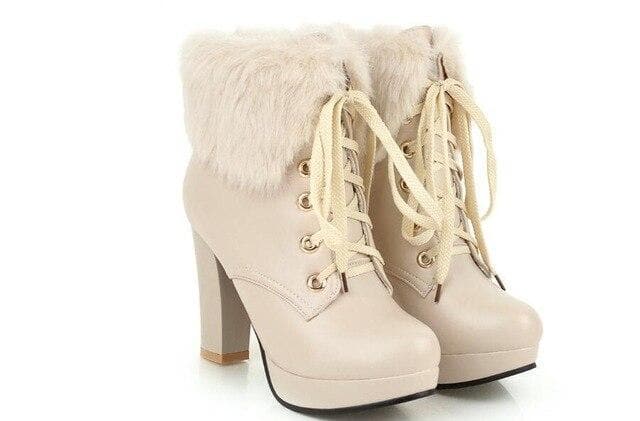 Black/White/Pink/Beige Elegant High-heeled Boots