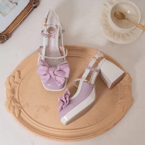 Lolita Pastel Bow Knot Mary Janes Lolita Shoes Sandals ON06