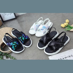 Black/White/Blue Sweet Shining Sandals