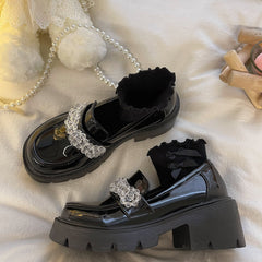 Black High Heel Leather Shoes