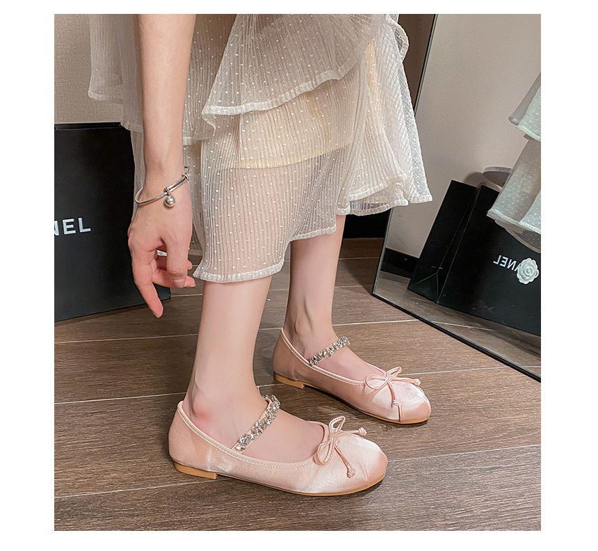 Rhinestone Ribbon Mary Jane Shoes