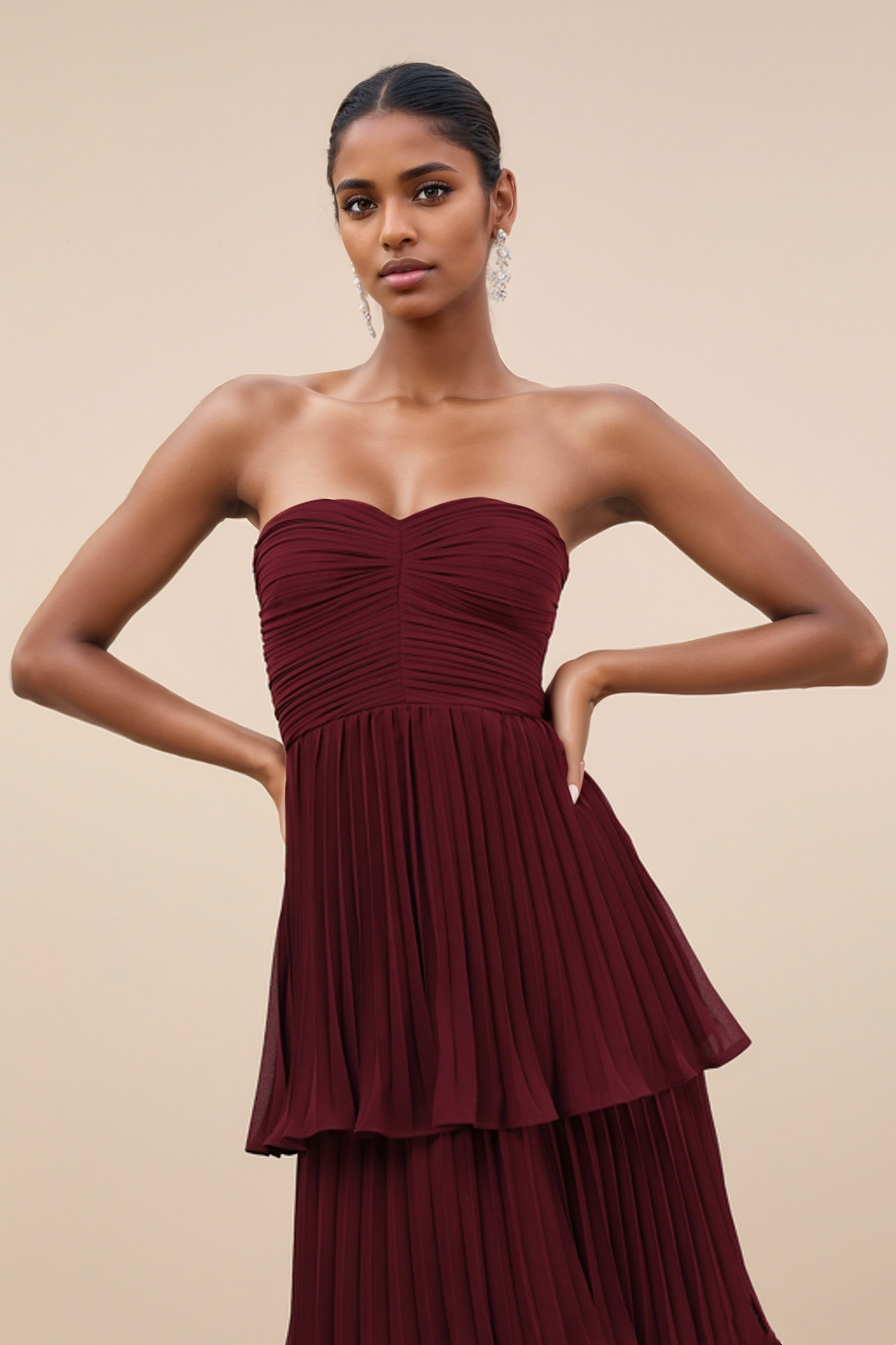 Anastasia Strapless Tiered Chiffon Maxi Dress – Nhuhn