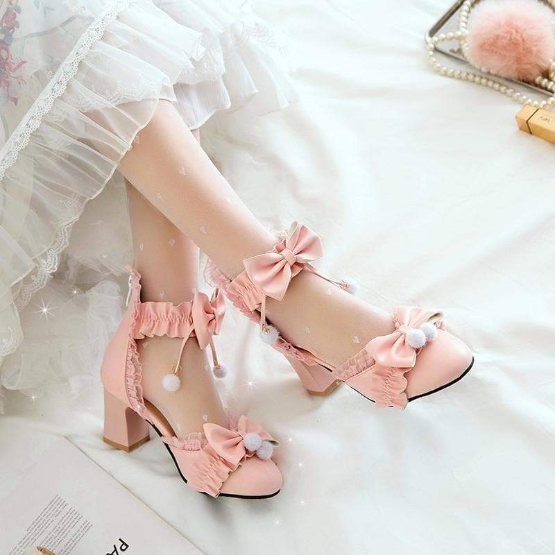 Black/Pink/White Fashion Kawaii Lolita High Heeled Cute Shoes SS1861