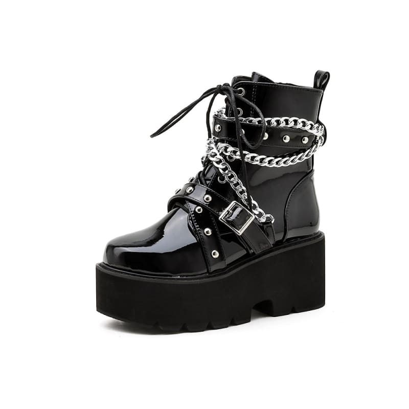 Gothic Chain Black Boots ON163