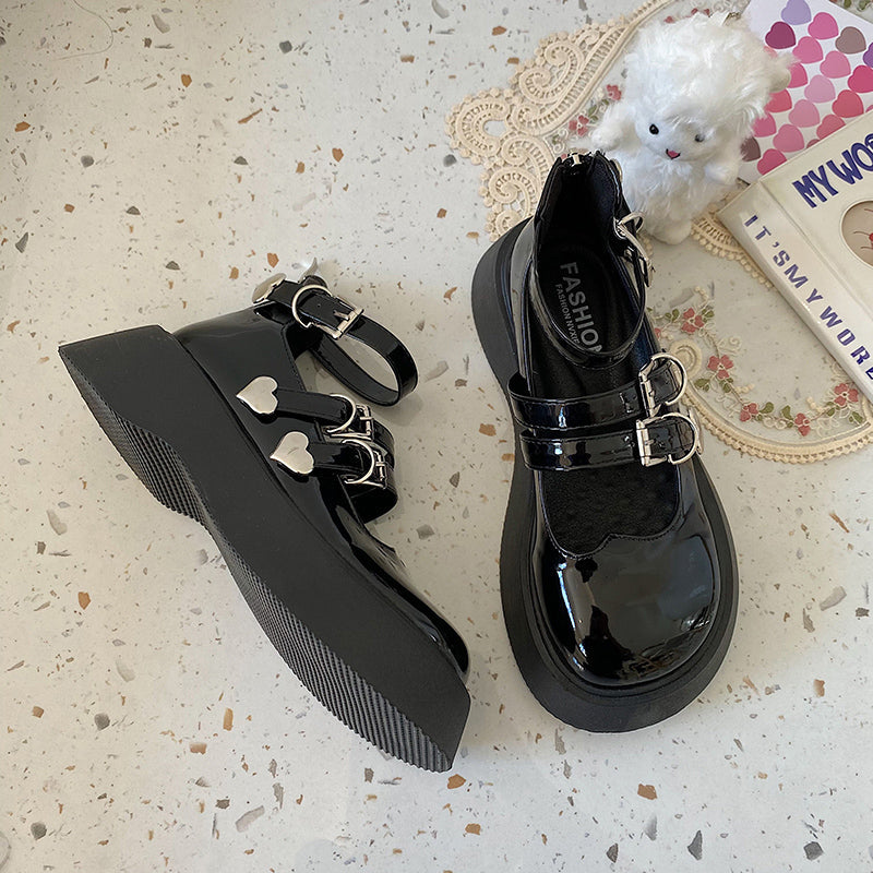 Punk Platform Black Shoes BE845