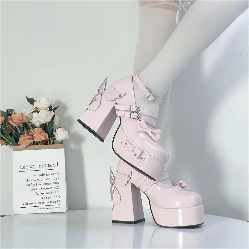 Butterflies Dance Lolita High Pump Shoes MK19365