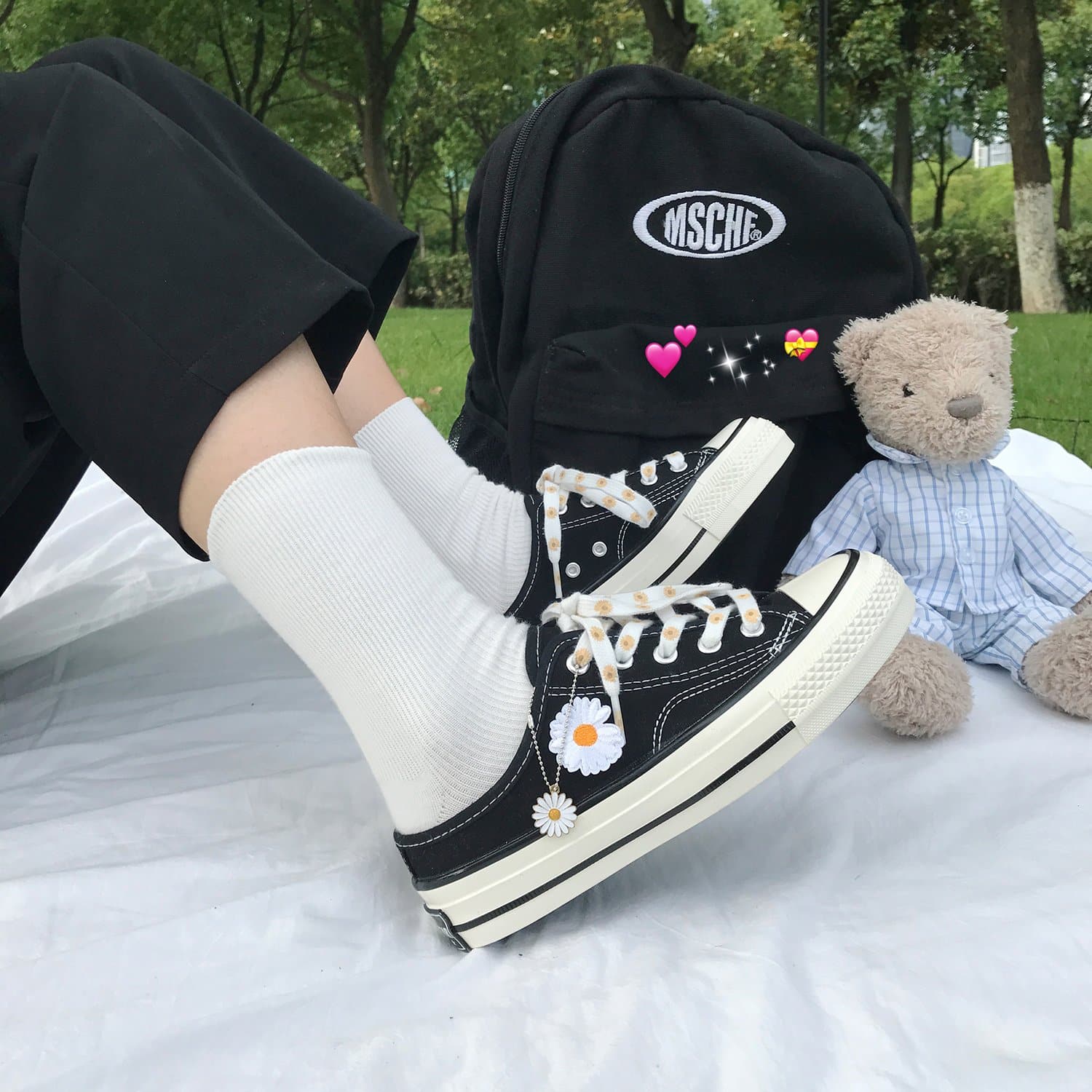 Kawaii Daisy  Half Drag Canvas Shoes