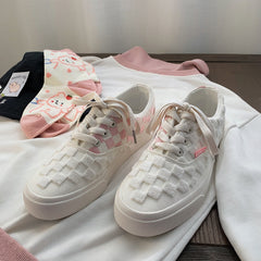 Pink Cute Plaid Casual Canvas Shoes
