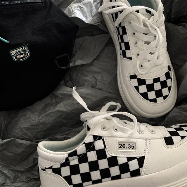 Harajuku Black and White Grid Sneakers FY013