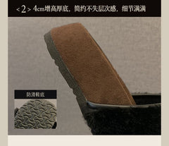 Buckled Fleece Slide Sandals