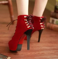 Black/Red/Brown Heels Boots