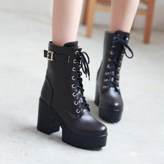 Yellow/Brown/Black Sweet High Heel Boots