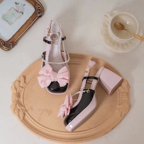 Lolita Pastel Bow Knot Mary Janes Lolita Shoes Sandals ON06