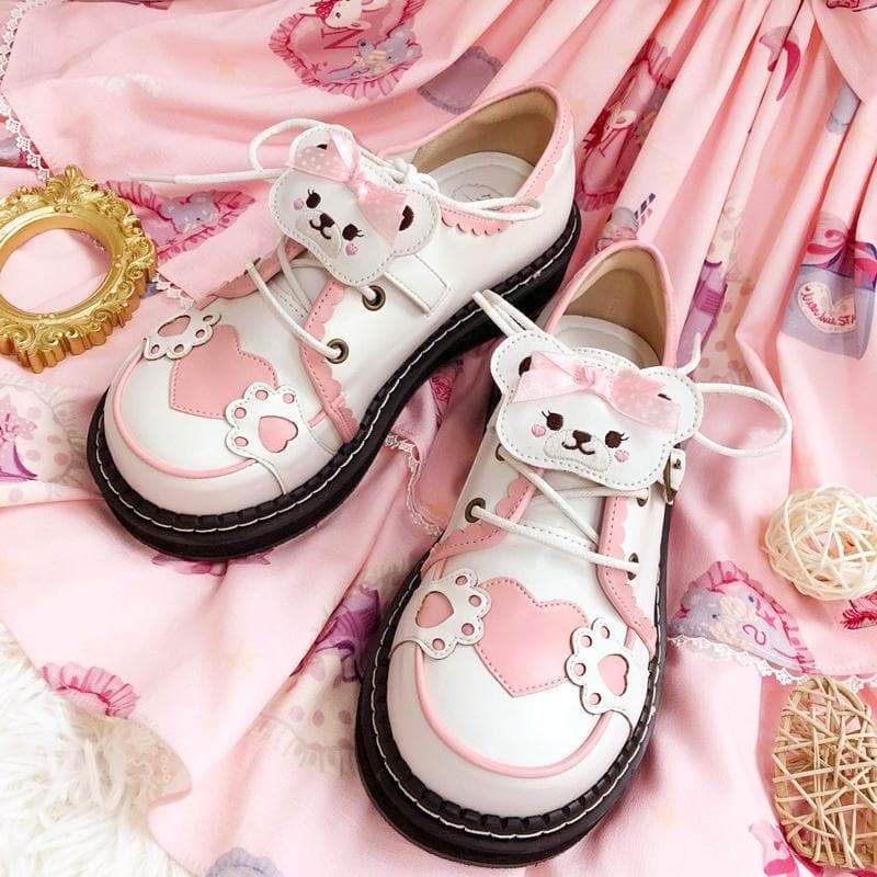Cute Bear Lace Up Lolita Mary Janes Shoes