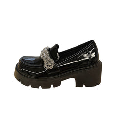 Black High Heel Leather Shoes