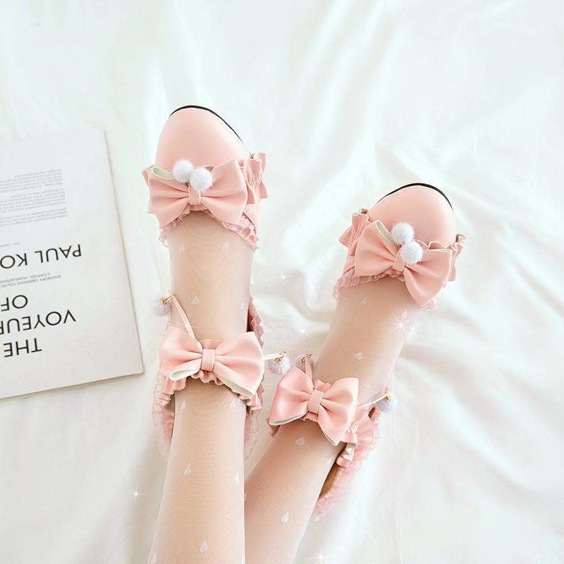 Black/Pink/White Fashion Kawaii Lolita High Heeled Cute Shoes SS1861