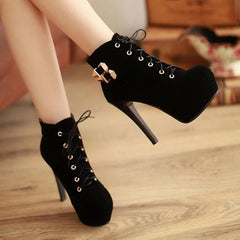 Black/Red/Brown Heels Boots