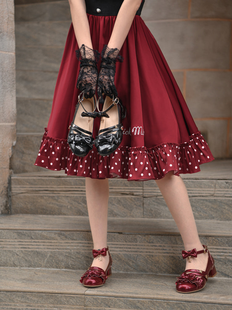 Lolita Star Black/Red Mary Janes Shoes BE1081