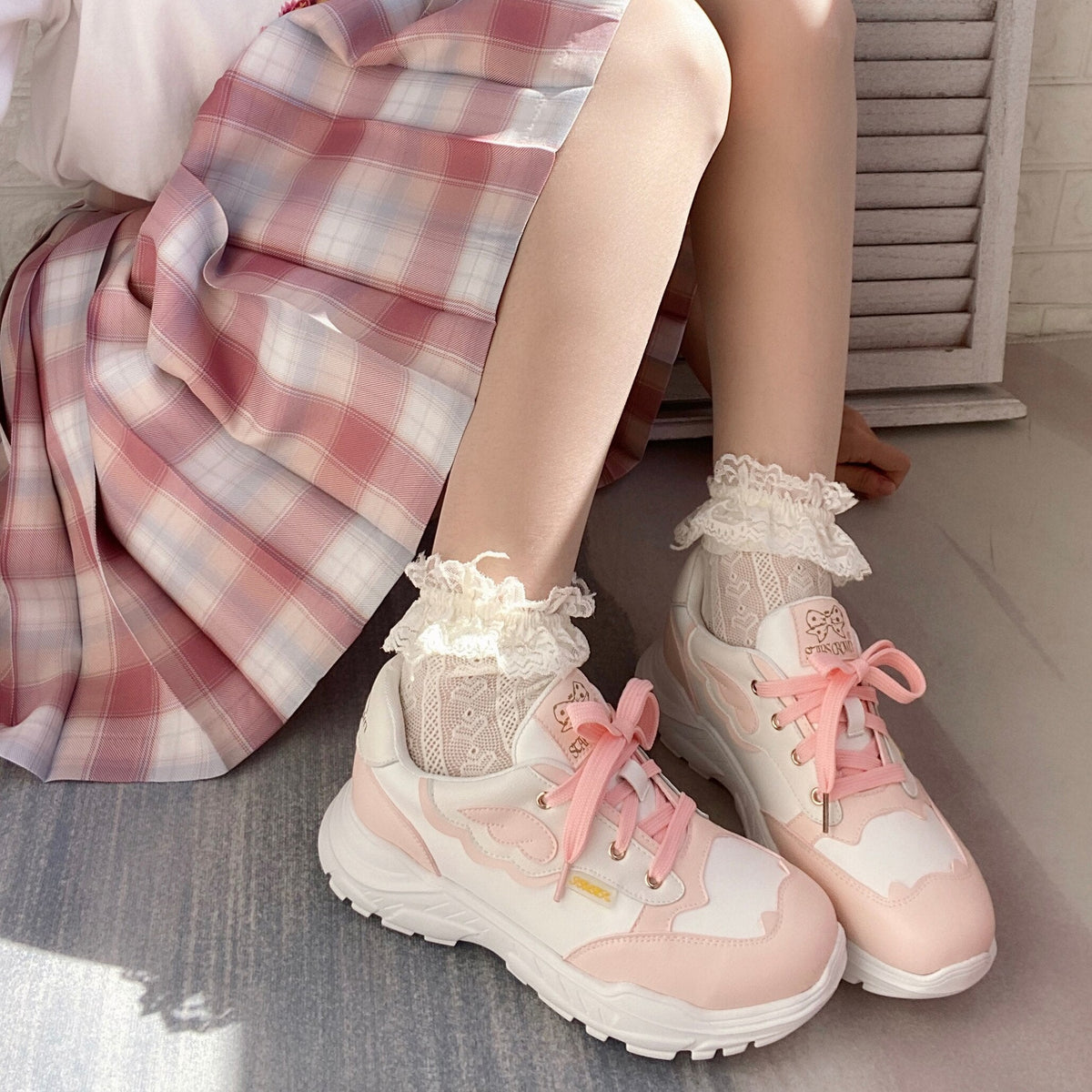 Black/Pink/Blue/Purple Japanese Sweet Flat Platform Shoes
